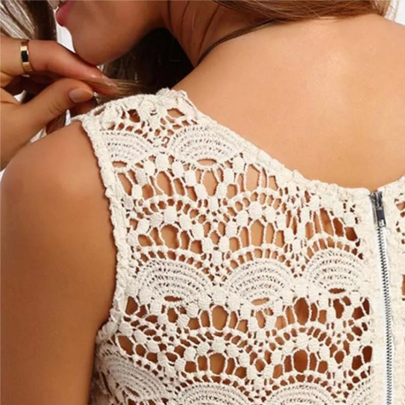 

Women's Striped Wave Polka Dot Dress Sleeveless Lace Tank Lace Dress