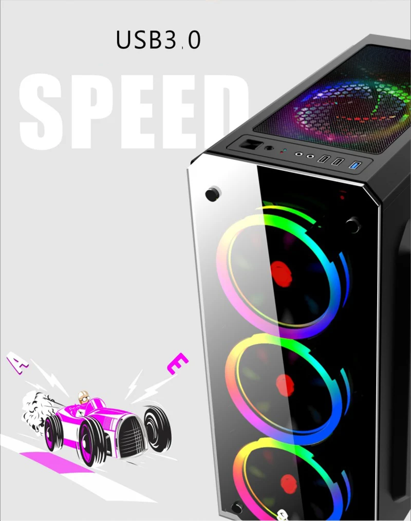355*180*435 мм diy игровой компьютер RGB ПК Шасси в корпусе крышка боковое закаленное стекло геймер габинет computador ATX/micro-ATX/ITX