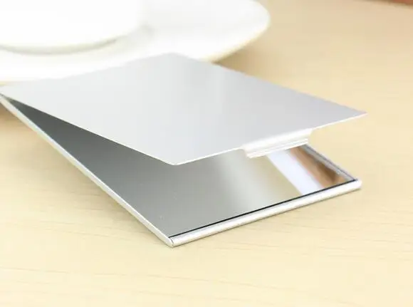 Ультратонкие карманные зеркала для макияжа прямоугольные складные серебристые