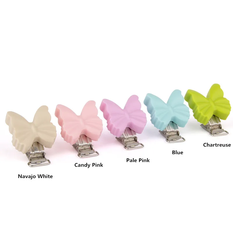 Butterfly 20mm Chenkai 1 шт. Силиконовая Круглая Звезда Бабочка Медведь Цветок Микки Маус зажимы DIY Детский Прорезыватель кольцо для соски держатель цепи зажимы подарок - Цвет: Butterfly 20mm