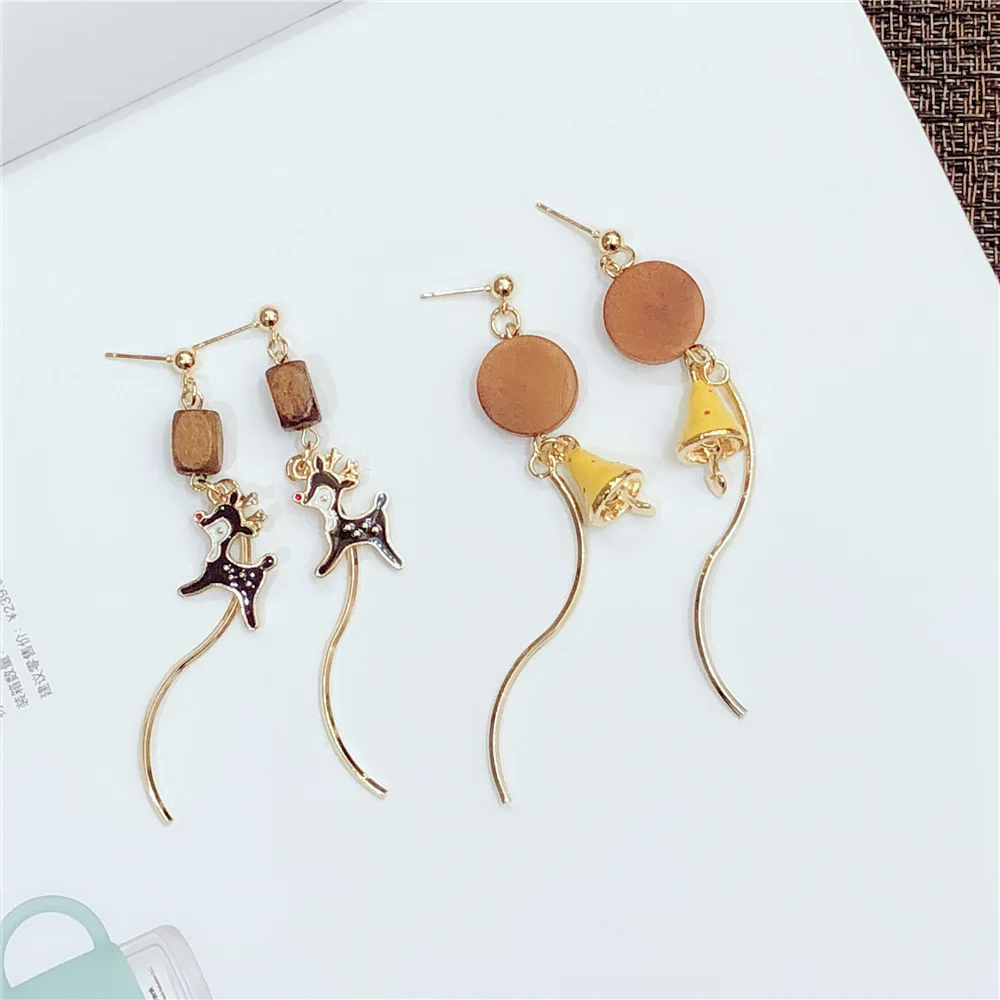 DoreenBeads деревянные серьги гвоздики золотого и коричневого цвета рождественские