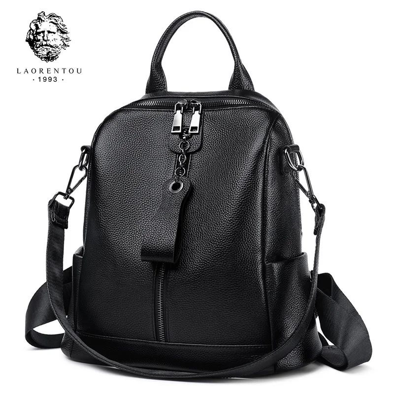 

LAORENTOU Brand Leather Female Original Travel School Bag Women Fashion Mochilas Girl's High Quality Backpack Mother's Day Gift