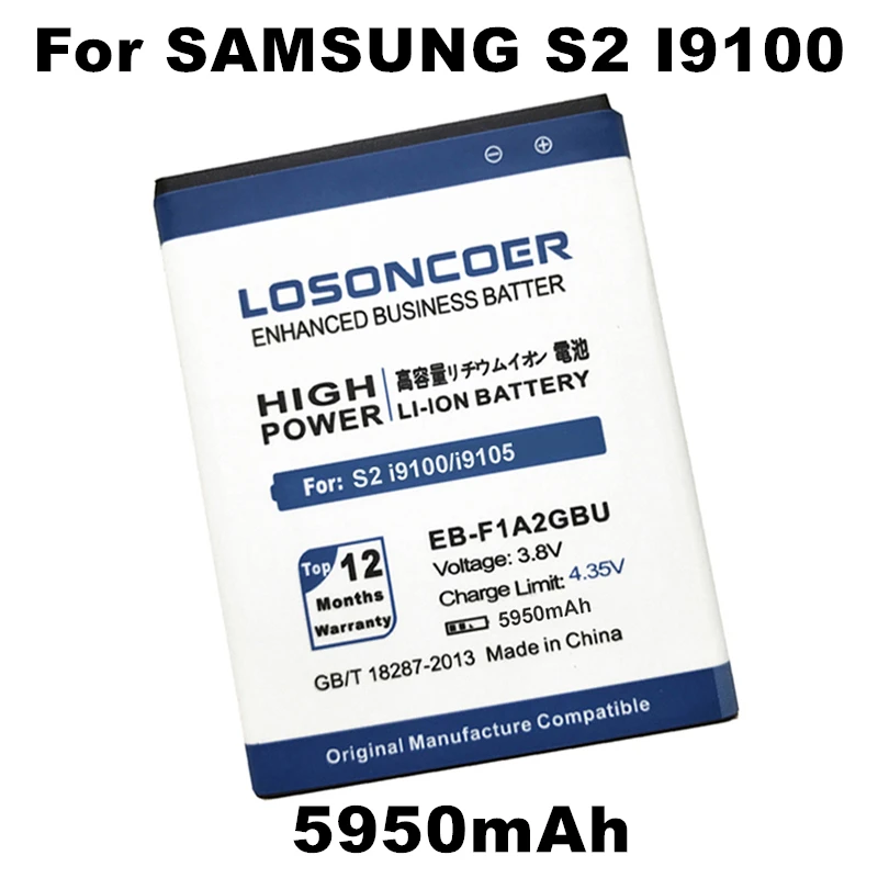 Аккумулятор LOSONCOER для SAMSUNG Galaxy S2 аккумулятор 5950 мАч i9108 i9050 i9105 i9103 i9188 i9100g I777 B9062 S II