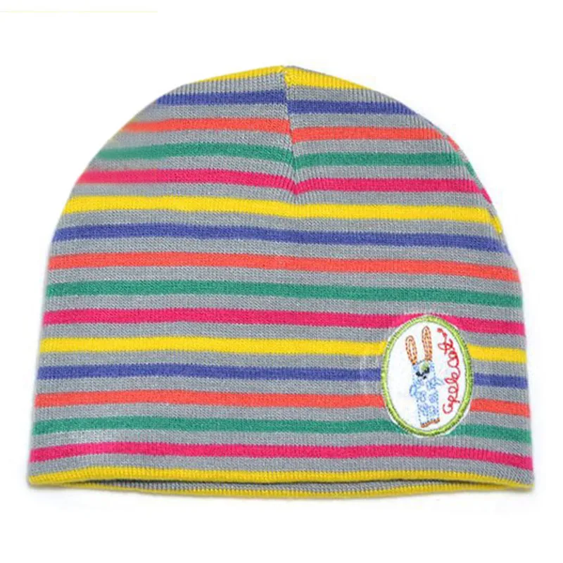 

Cap Child Baby Rainbow Striped Thicken winter Warmer Knitted Cap 2 Color Warm Cap