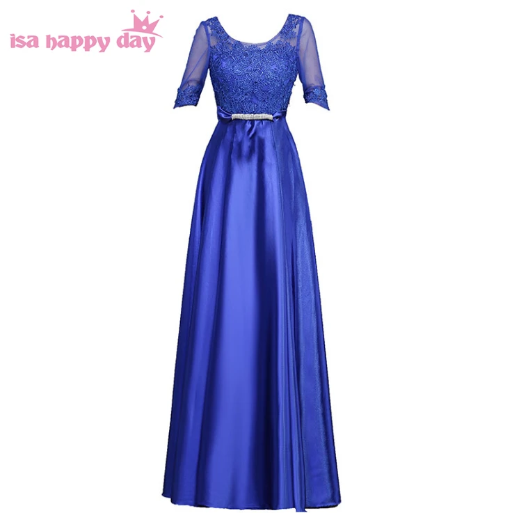 

2020 beautiful new design beading floor length sleeved long blue evening dress gowns from china special party dresses H3769