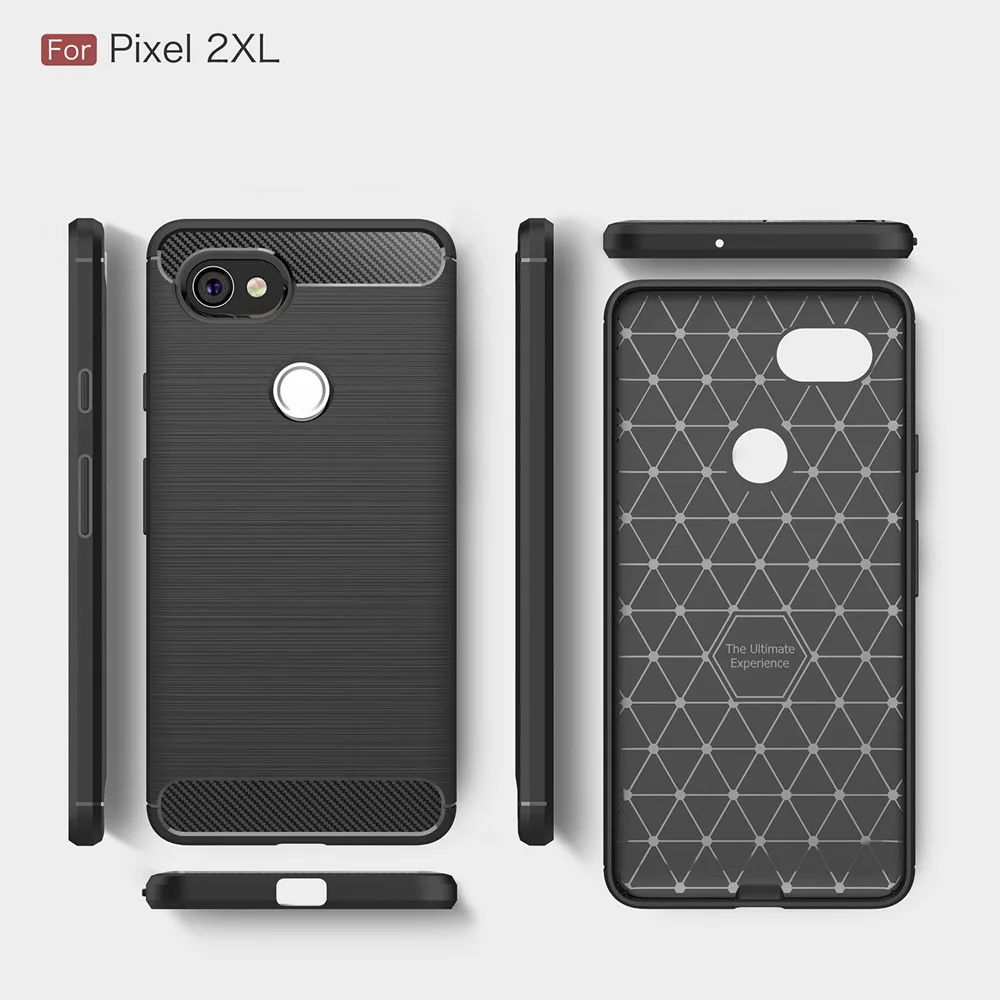Чехол для телефона KEYSION Google Pixel 2 XL Углеволокно мягкий ТПУ силикон матовый