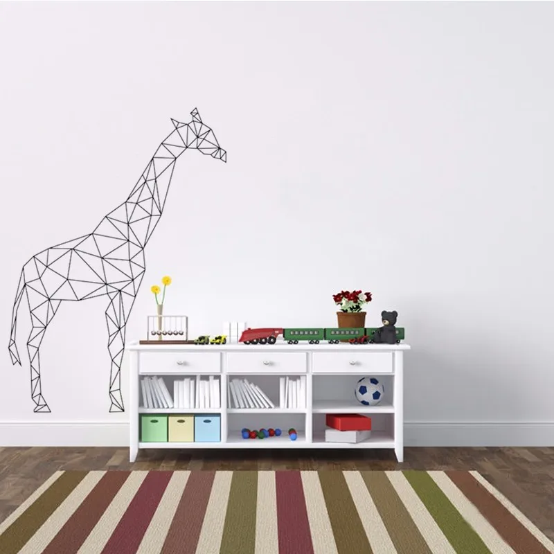 Геометрическая Наклейка на стену с жирафом Виниловая наклейка серия