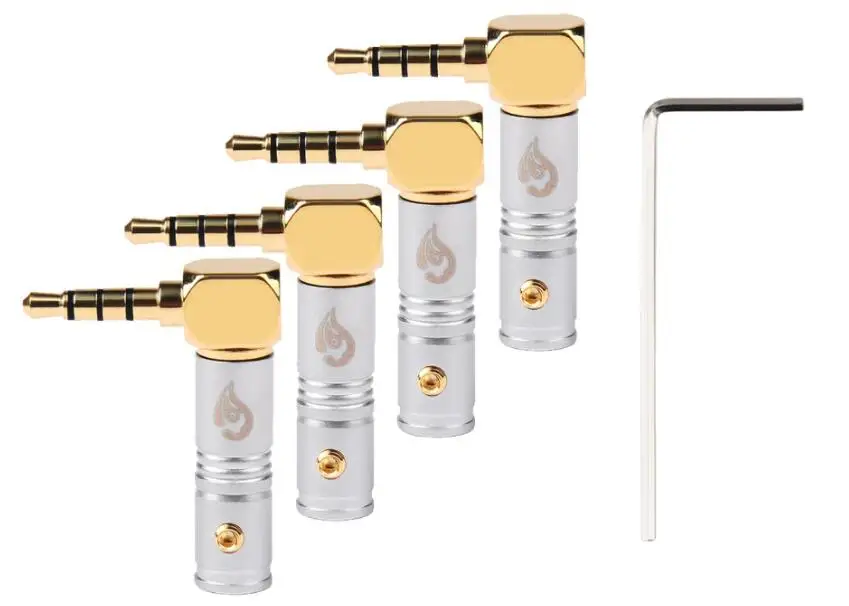 4PCS Silver Areyourshop 3,5 мм 4 полюса TRRS 90 ° стерео Мужской Аудио разъем адаптера для наушников «сделай сам» штекер Jack Разъем - Цвет: 4PCS Silver