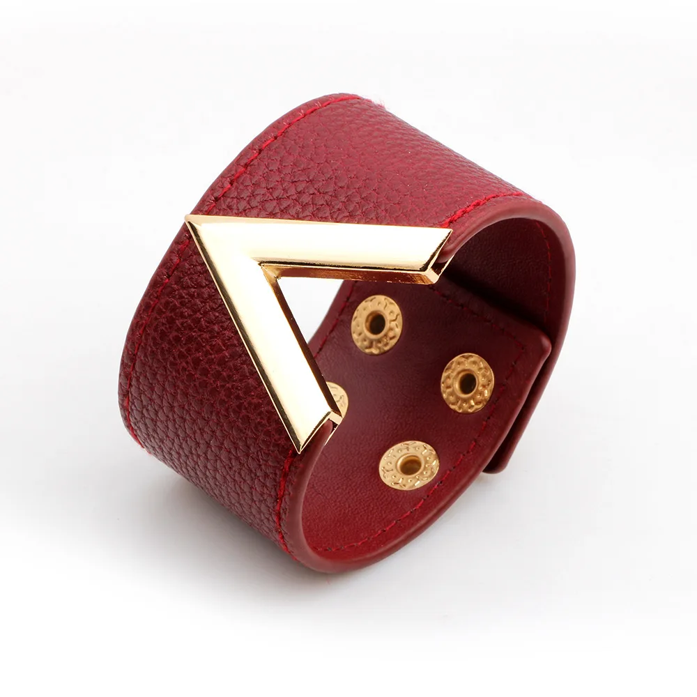 Dincior Мода PULeather буквы V Форма браслет Шарм Женский широкий Braclet Pulseras Cuero Mujer