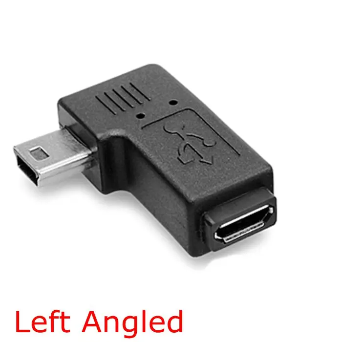 90 градусов левый и правый угловой мини USB 5pin штекер к микро гнездо синхронизация