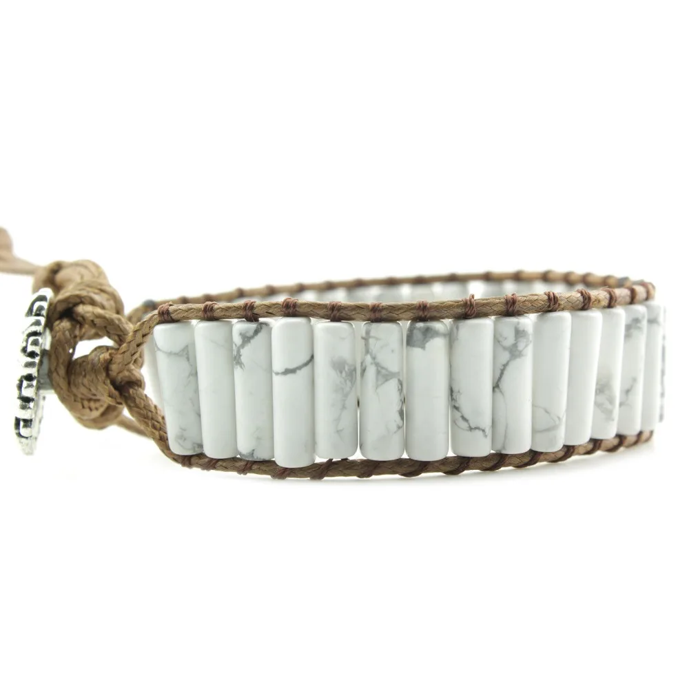 Новые кожаные браслеты туба хаулитовые камни 1 нитка плетение обруча Браслеты