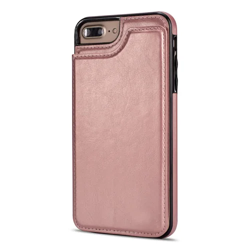 Кожаный чехол из розового золота для iPhone 7 8 Plus X XR XS Max, PU флип-кошелек, полное заднее покрытие на Apple 6 6S Plus, Coque Fundas Capa - Цвет: Rose Gold