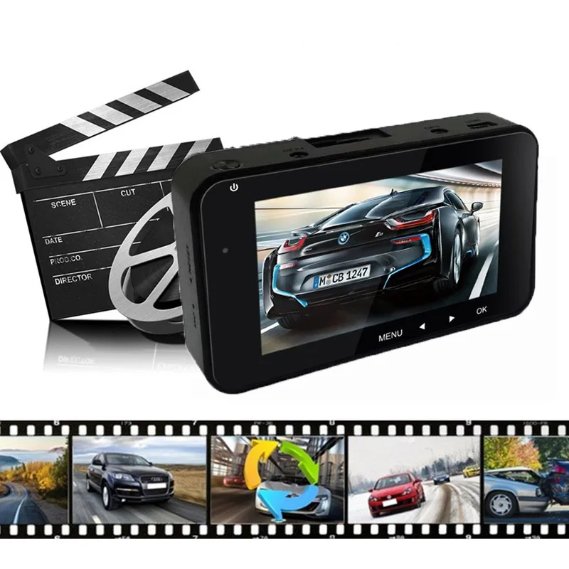 QUIDUX 2018 Новый 3 0 дюймовый автомобильный видеорегистратор 1296P с двумя объективами