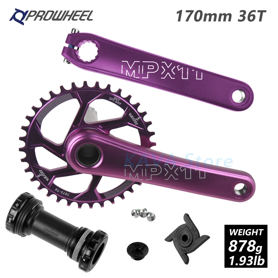 purple 36T and BB PROWHEEL MTB велосипед для горного велосипеда костюм с каретка BB 170 мм передняя Звездочка узкая широкая цепь из колец цепь 30/32/34/36/38T Crank Звездочка для SRAM GXP - Цвет: purple 36T and BB