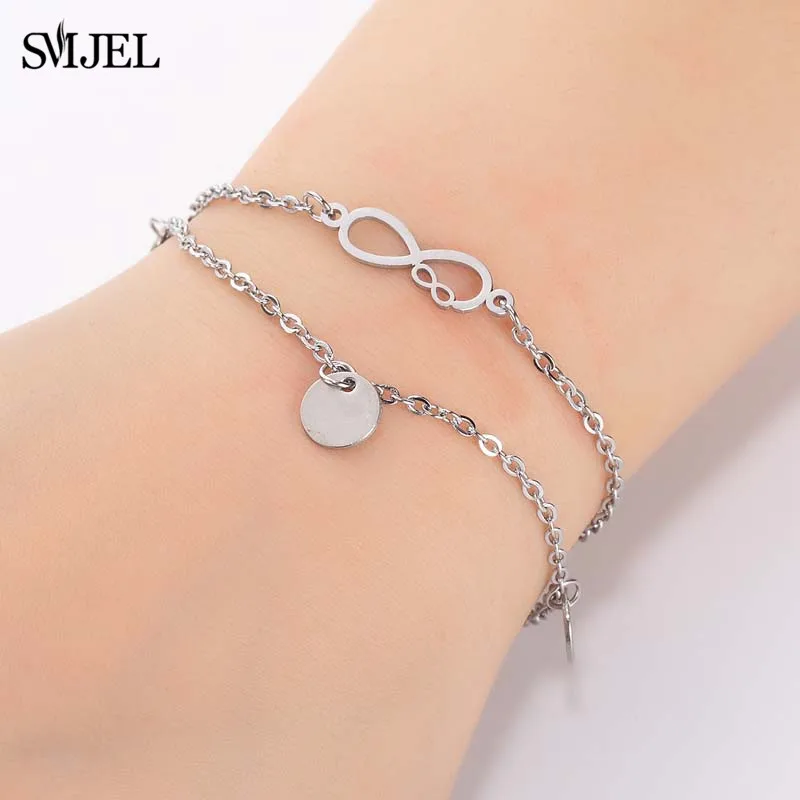 infinite 253 SMJEL мульти Браслеты& браслеты из нержавеющей стали 2 слоя, с изображением милой бабочки браслет с сердечком ювелирные изделия регулируемый Свадебные Браслеты Mujer - Окраска металла: infinite 253