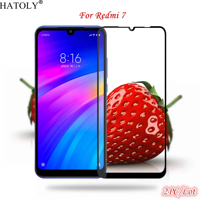 2 шт для Xiaomi Redmi 7 стекло закаленное стеклянная пленка полный клей полное покрытие