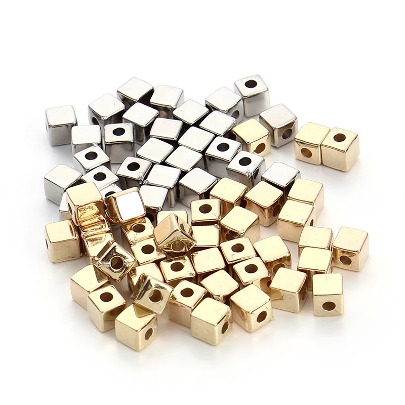 200 шт./мешок 3 мм/4 мм/5 мм Rhodium Gold CCB Пластик квадратный семена Бусины и бисер Большая