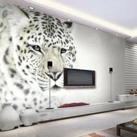 animal white leopard photo mural customized size non woven 3d wall paper living room tv sofa background modern simple home decor