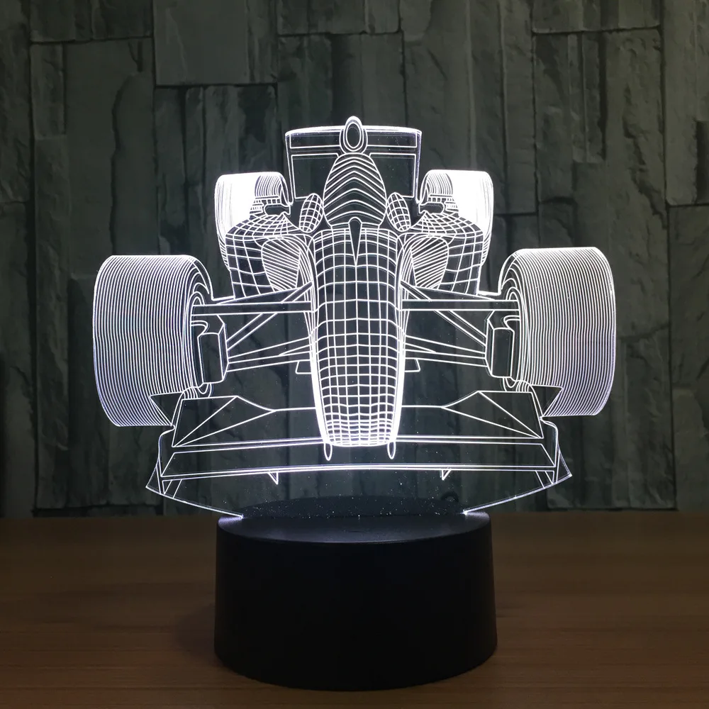Гоночный автомобиль 3D Новинка светильник Лампада Светодиодный лампа