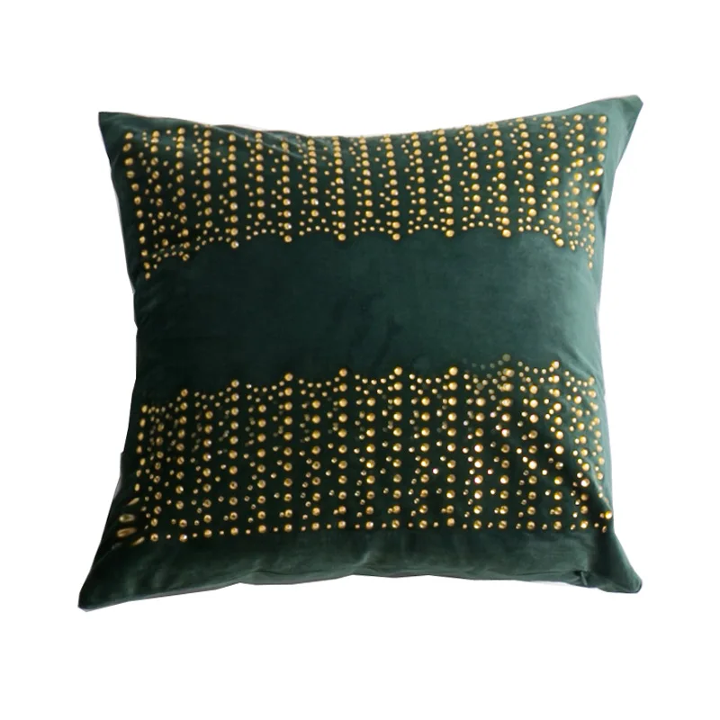 

45x45/50x50cm European velvet hotfixrhinestone cushion cover pillowcase short plush throw pillow cover home decoration