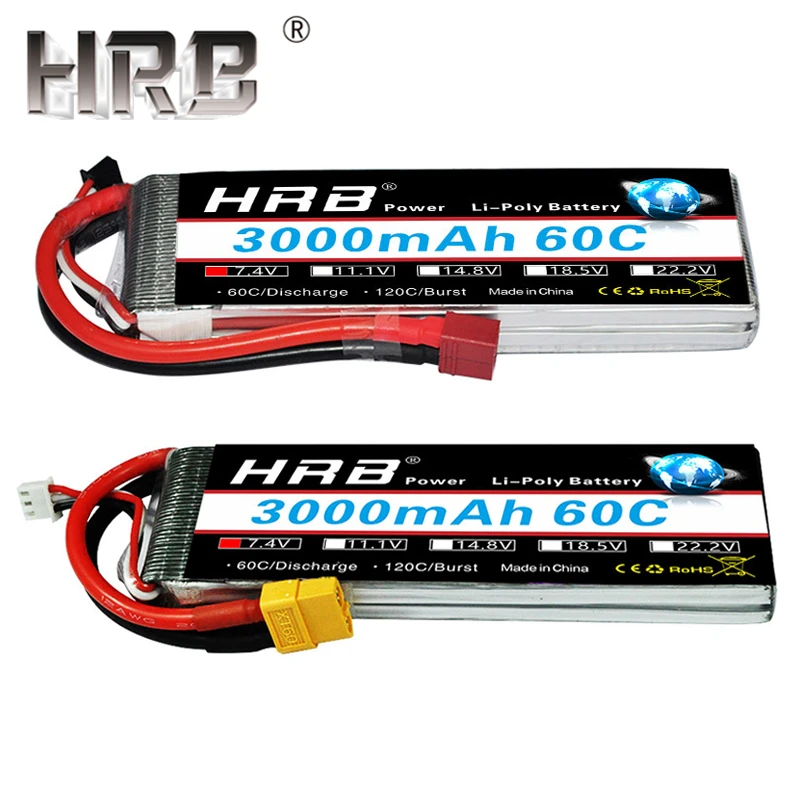 HRB 7 4 V Lipo батарея 3000mAh 60C 2S XT60 Разъемы 11 1 3S T Deans 14 8 18 5 22 2 4S 5s 6S для самолета Дрон