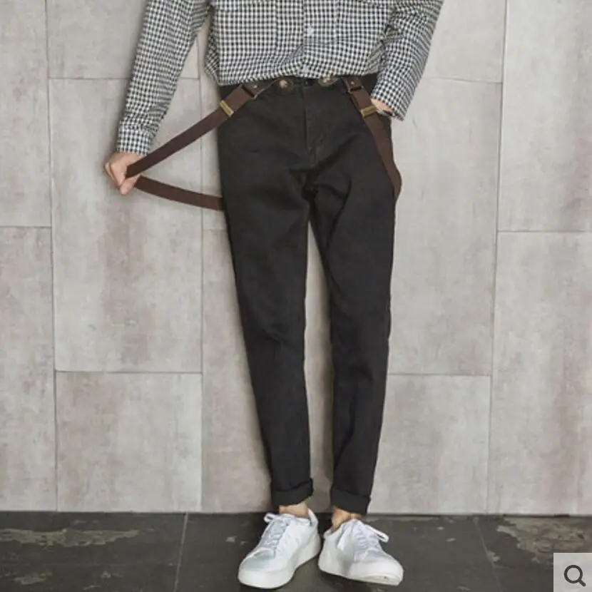 Новинка 2017 весенние брюки подростковые мужские трендовые узкие джинсы на