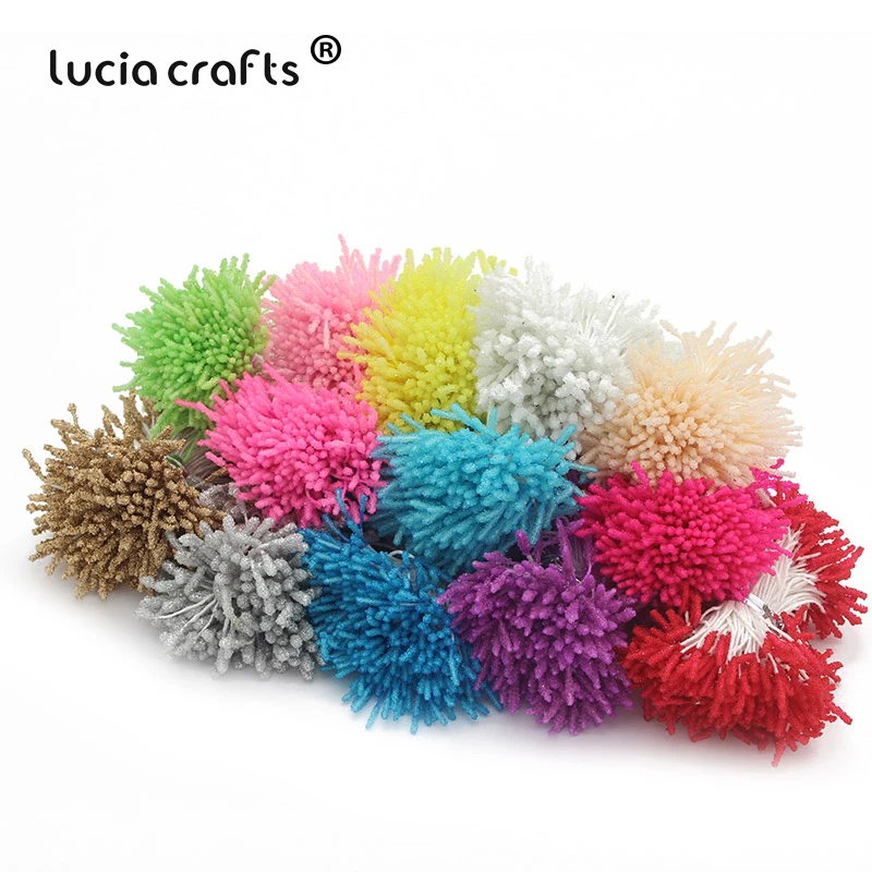 Lucia crafts, 144 шт, 3 мм, Двойные наконечники, стеклянные цветы, тычинки для свадебного украшения, сделай сам, скрапбукинг, венок, поддельные, pist C1204