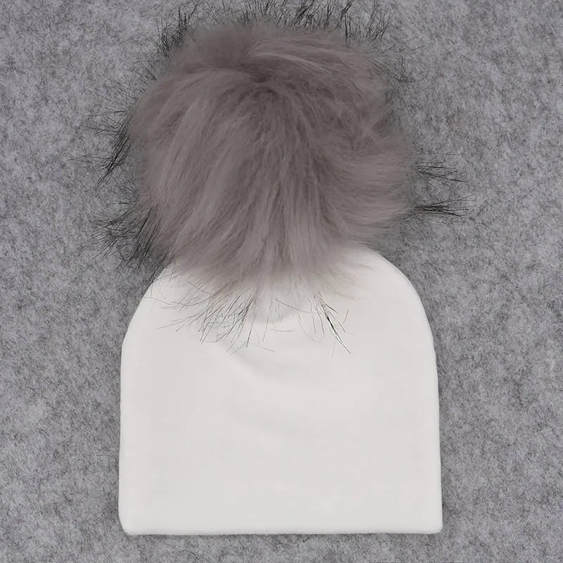 white 3 GZHilovingL/новые зимние толстые теплые бархатные шапки-бини для маленьких мальчиков и девочек, мягкий хлопковый помпон с искуственным мехом - Цвет: white 3