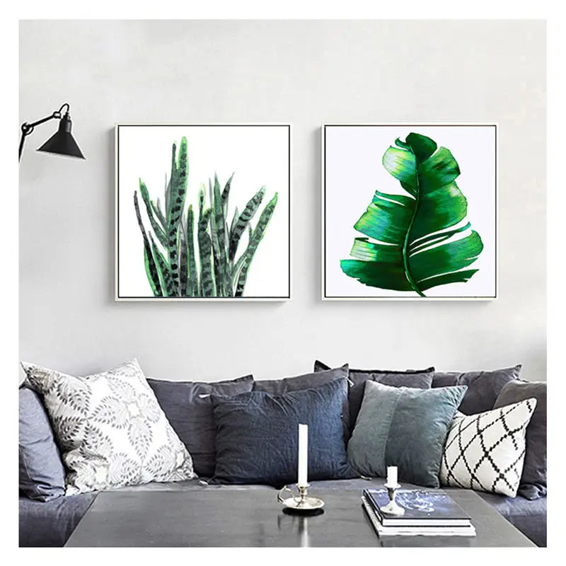 Тропические растения зеленые листья пейзаж настенная Картина на холсте