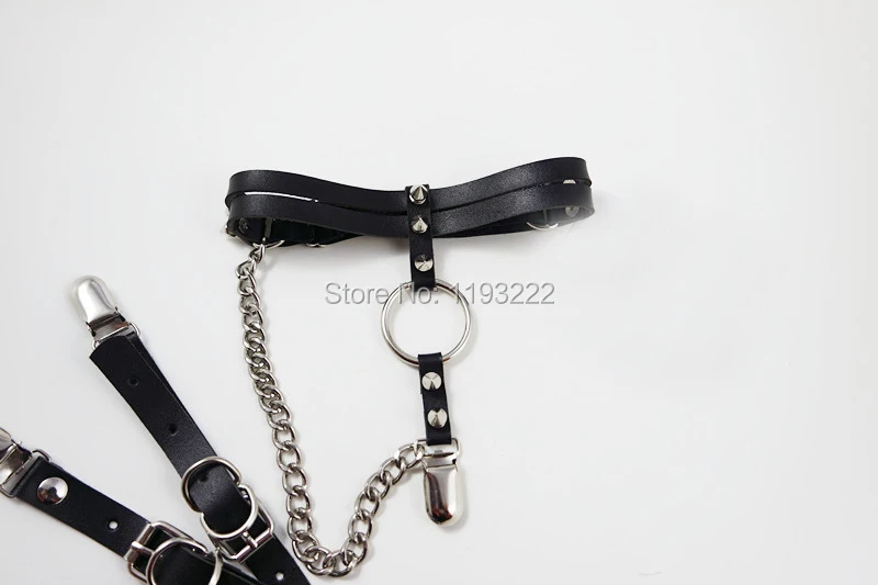 Подвязка для чулок в стиле панк рок Dark кожаный пояс ручной работы два ряда с