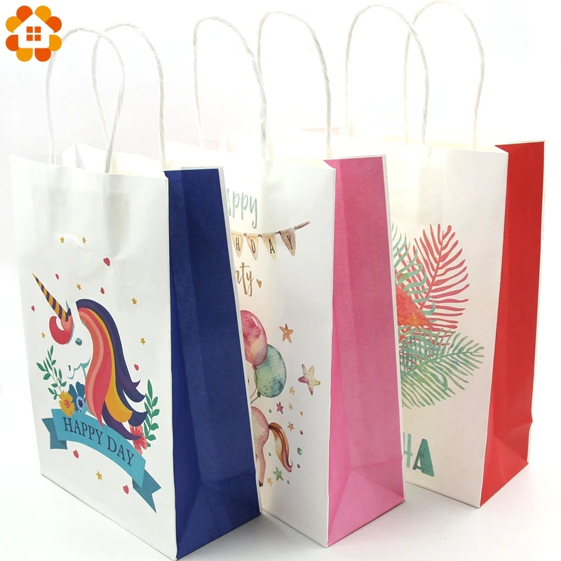 6 шт Единорог/бумага с Фламинго подарочные сумки мультфильм конфеты сумка для