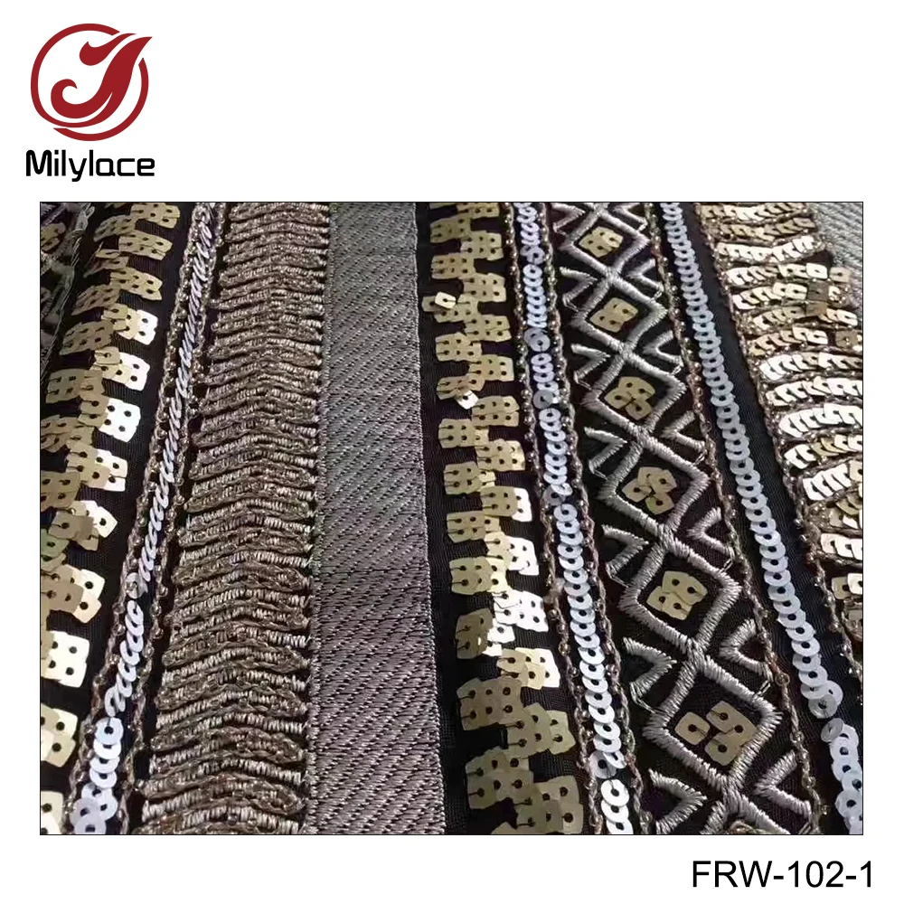 Great work special delicate lace fabric nigerian mesh with sequins beads high quality 5 yards for different clothes FRW-102 | Дом и сад