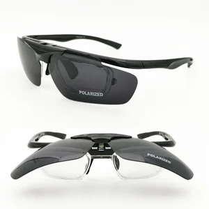 Спортивные складные поляризационные солнцезащитные очки, 4 градуса изгиба, UV400, противоскользящие спортивные очки с внутренним линзами по рецепту