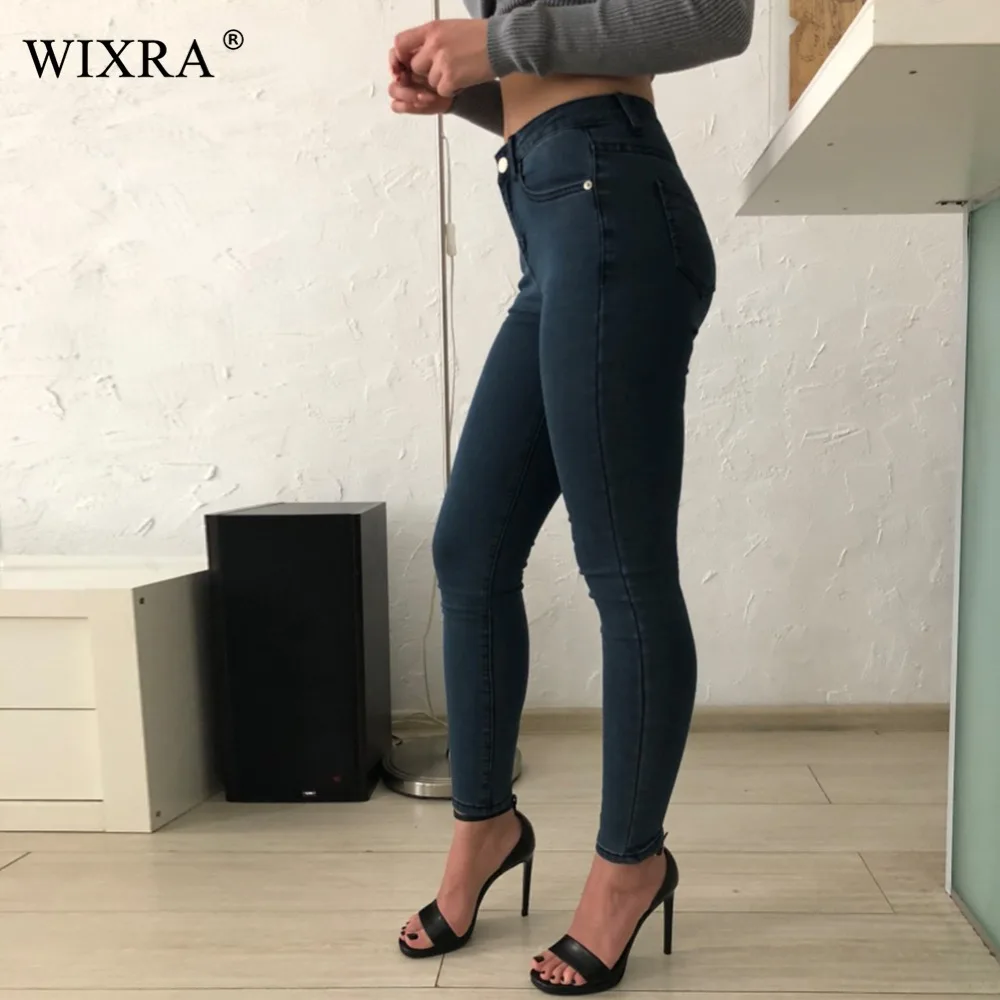 Женские джинсы карандаш WIXRA эластичные узкие с высокой талией теплые флисовые