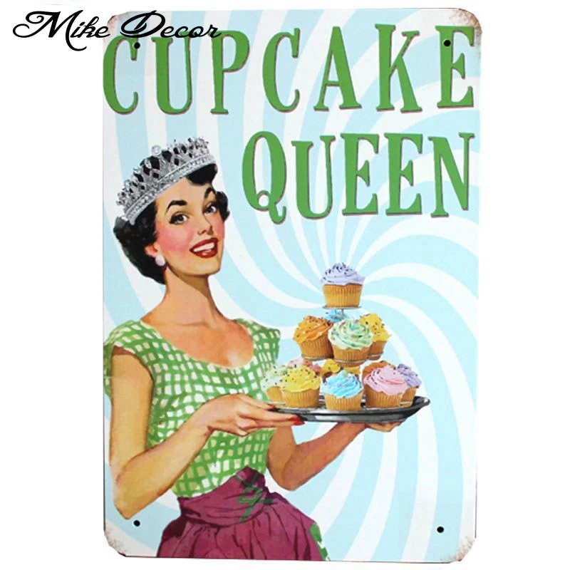 [Mike86] Королева кексов металлический постер торт Живопись Искусство Декор Ретро