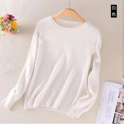 QIAOFEISHANG Cashmere wool Sweater Women solid color Pullover o-neck sweater Long sleeve Knitted clothes | Женская одежда