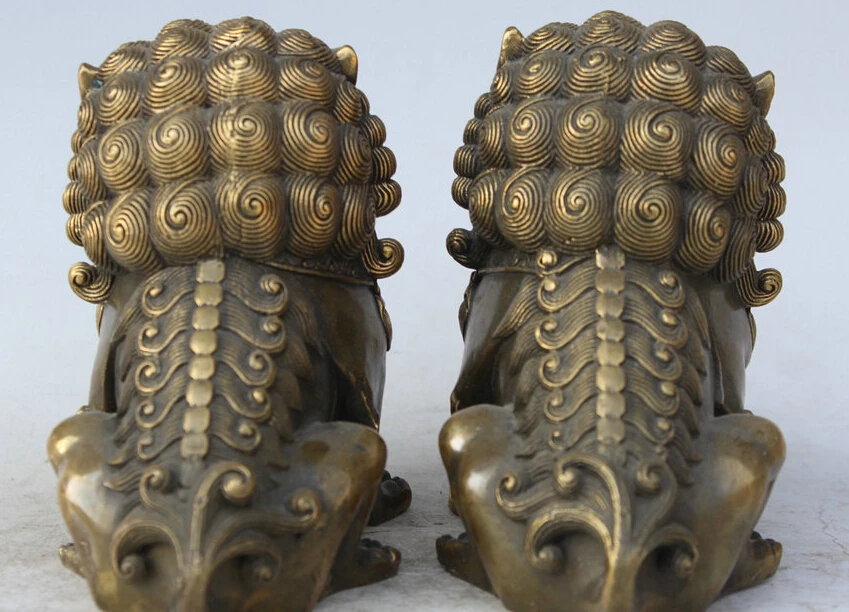 6 &quotКитайский фэн шуй фольклорная медная Статуэтка фу ФОО собака ограждение Лев