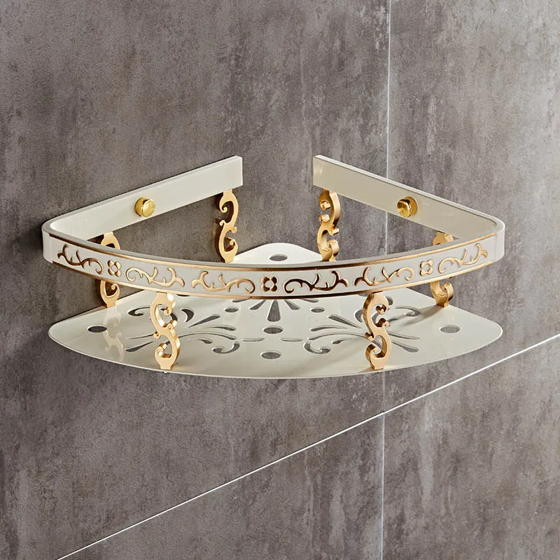 Carved Aluminum Alloy Bathroom Shelf Wall Mounted Basket Handware Antique/Gold/Black/White Shelves | Строительство и ремонт