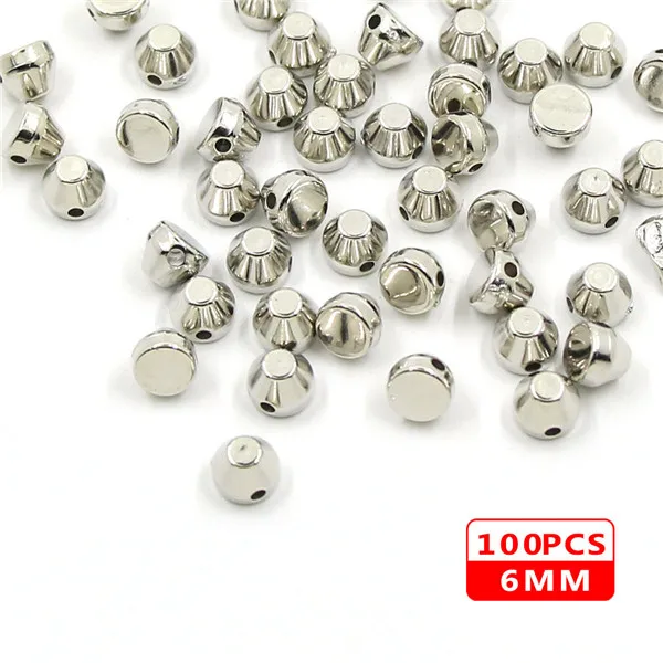 6MM Bucket Sliver 100 шт шьют заклепки CCB пирамиды конусные заклепки все виды пластиковых шпильки серебристые золотые черные шипы для кожаной одежды аксессуары DIY - Цвет: 6MM Bucket Sliver