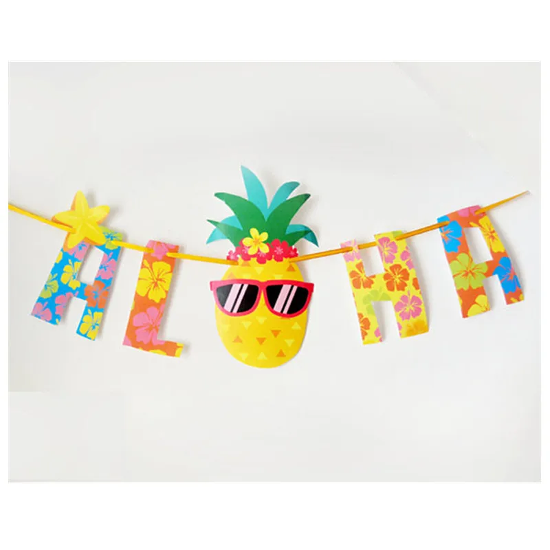 

1pc Hawaii Beach Party Pineapple Paper Banner Bachelorette Party Home Decorations Party Decorations Happy Birthday DIY Deco