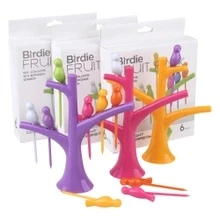 Наборы креативные дерево + Птицы дизайн пластиковые вилки для фруктов 1 Подставка