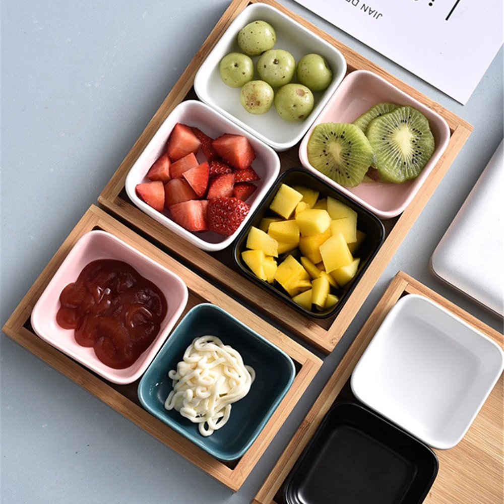 Настольная Закусочная миска с деревянным подносом изысканная мини-фруктовая