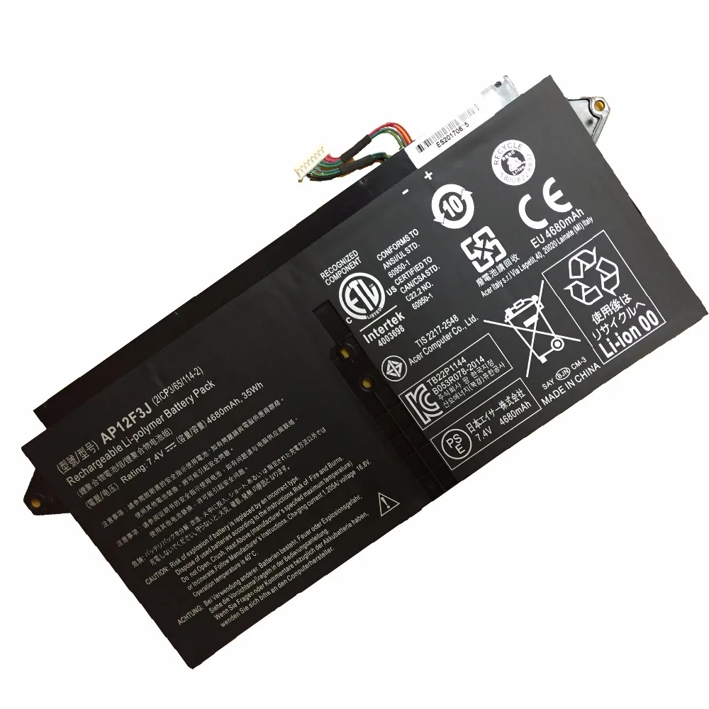 7,4 В 35wh 4680 мАч AP12F3J AP12F3J ноутбук Батарея для acer AP12F3J 2ICP3/65/114-2 Aspire 13,3-дюймовый S7 S7-391