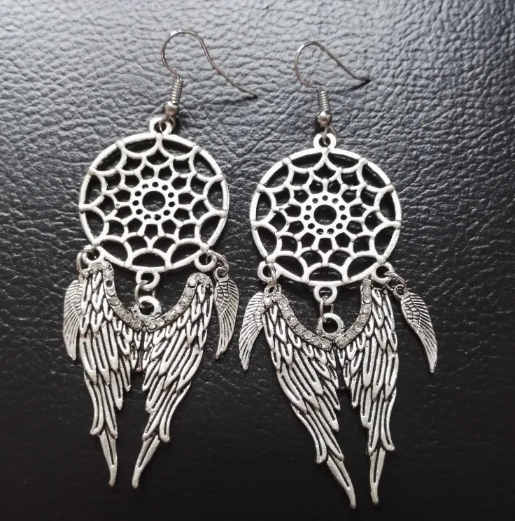 Подвески в виде перьев Ловец снов крылья ангела крючок для ушей серьги висячие