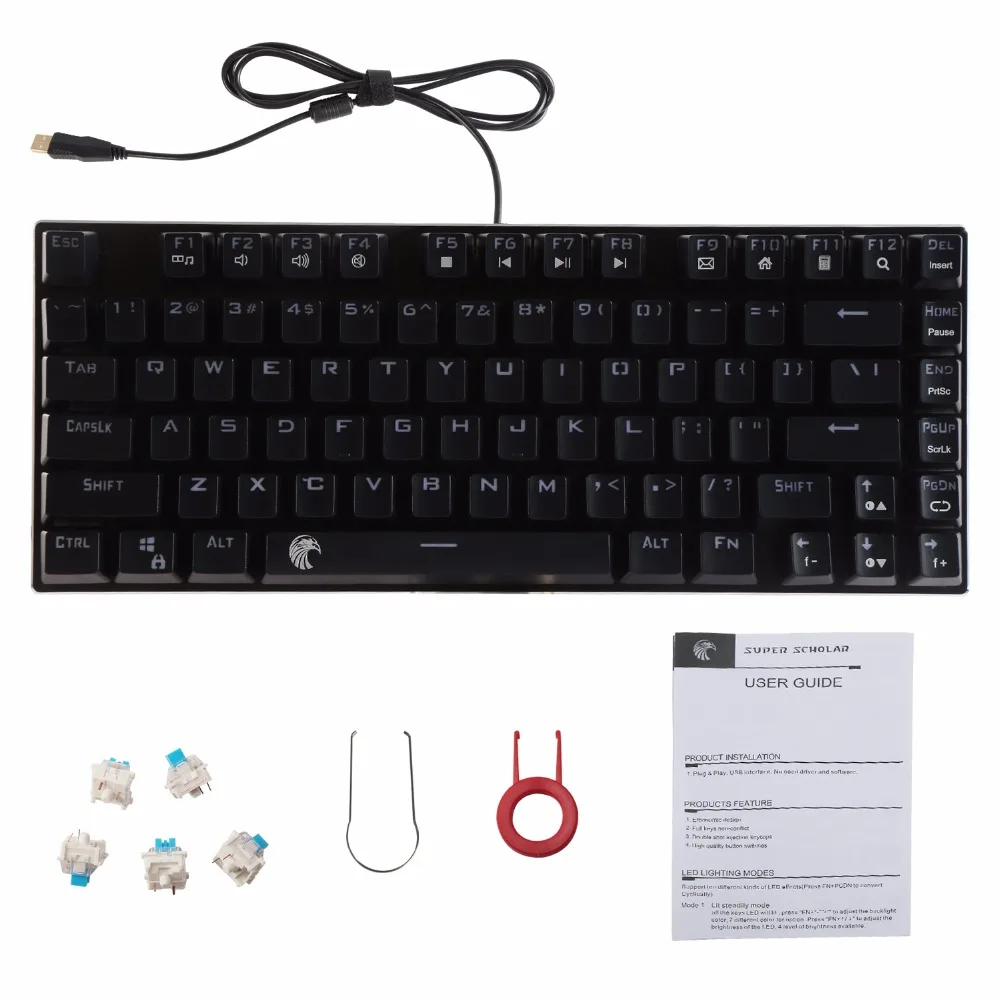 Маленькая механическая клавиатура со светодиодной RGB подсветкой 81 клавиша