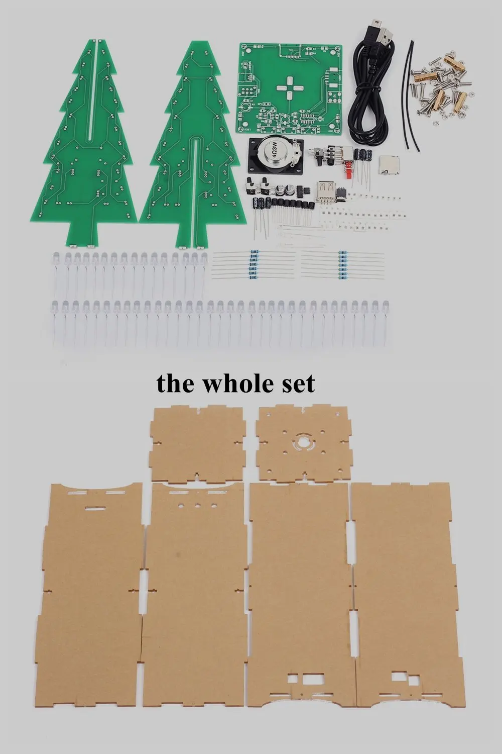 

Upgraded DIY 3D Christmas Tree Assemble 7 Color Flashing LED Kit with MP3 Player and Acrylic Case Soldering Practice Set