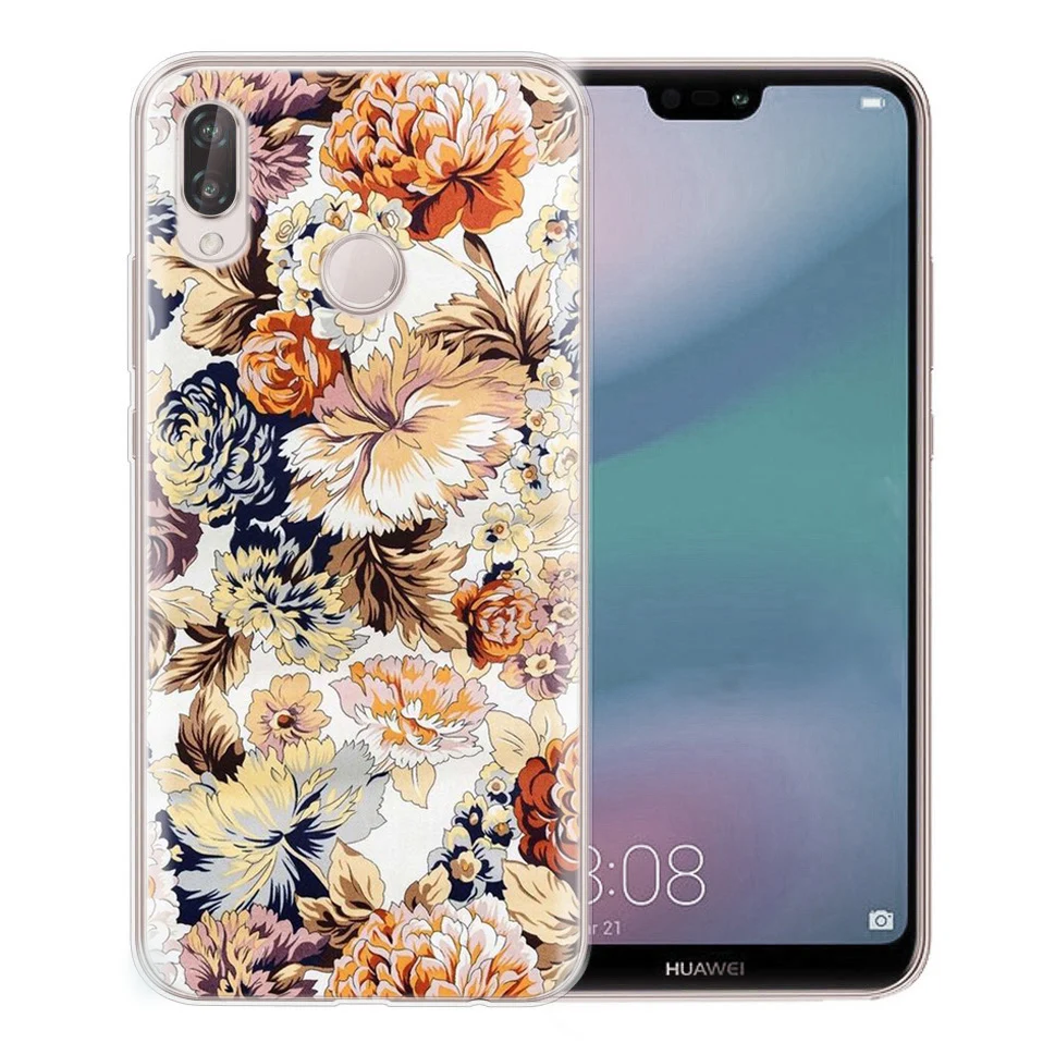 Чехол для Huawei Honor 7A 8A 8X 8C 9 10 Mate 20 P9 P10 lite/P8 Lite Y5 II Nova 3 Мягкая Краска TPU цветок флора