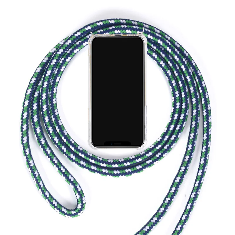 Модный прозрачный чехол из ТПУ с перекрестным плечевым ремнем для iPhone XS Max XR XS X 7 8 6 6S Plus 5 5S 11 ожерелье на шею веревка противоударный чехол - Цвет: 4