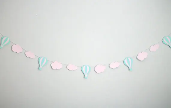 Светло голубой воздушный шар и облачная Гирлянда Свадебные Плакаты для детской