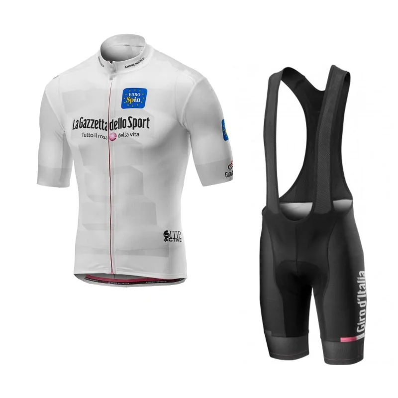 Новинка, pro tour de italy, розовая велосипедная майка, комплекты, дышащий, MTB, быстросохнущий, велосипедная одежда, Ropa ciclismo, гелевая подкладка - Цвет: white bib
